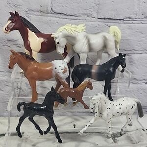 Model Horse Figures Lot Of 7 Pinto Palomino Colt Mixed Brands And Sizes